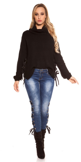 Trendy XL Collar knit jumper Black